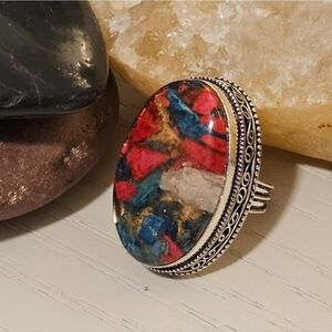 Spiny Oyster Turquoise Ring - Brings luck, peace and protection